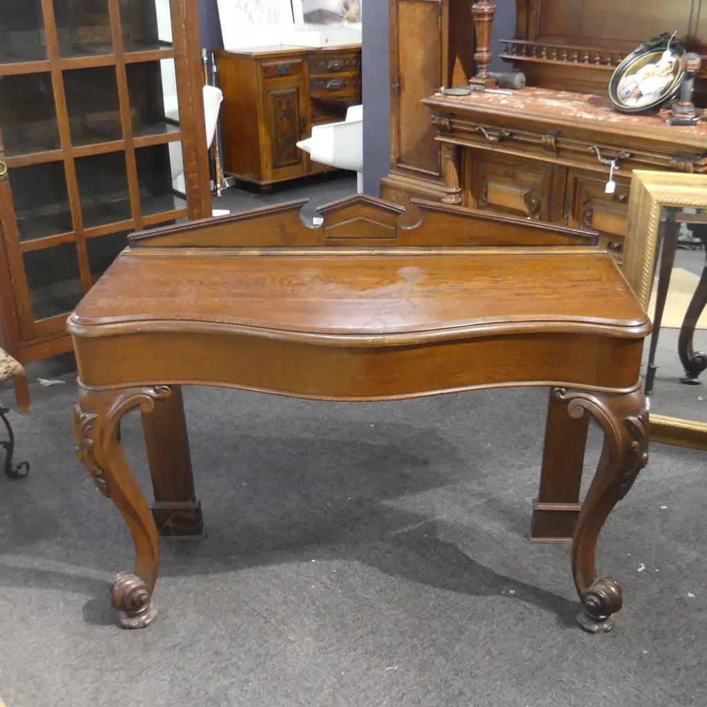 LATE 19THC OAK HALL TABLE L 1200 MM SPLITS TO TOP Image 1++