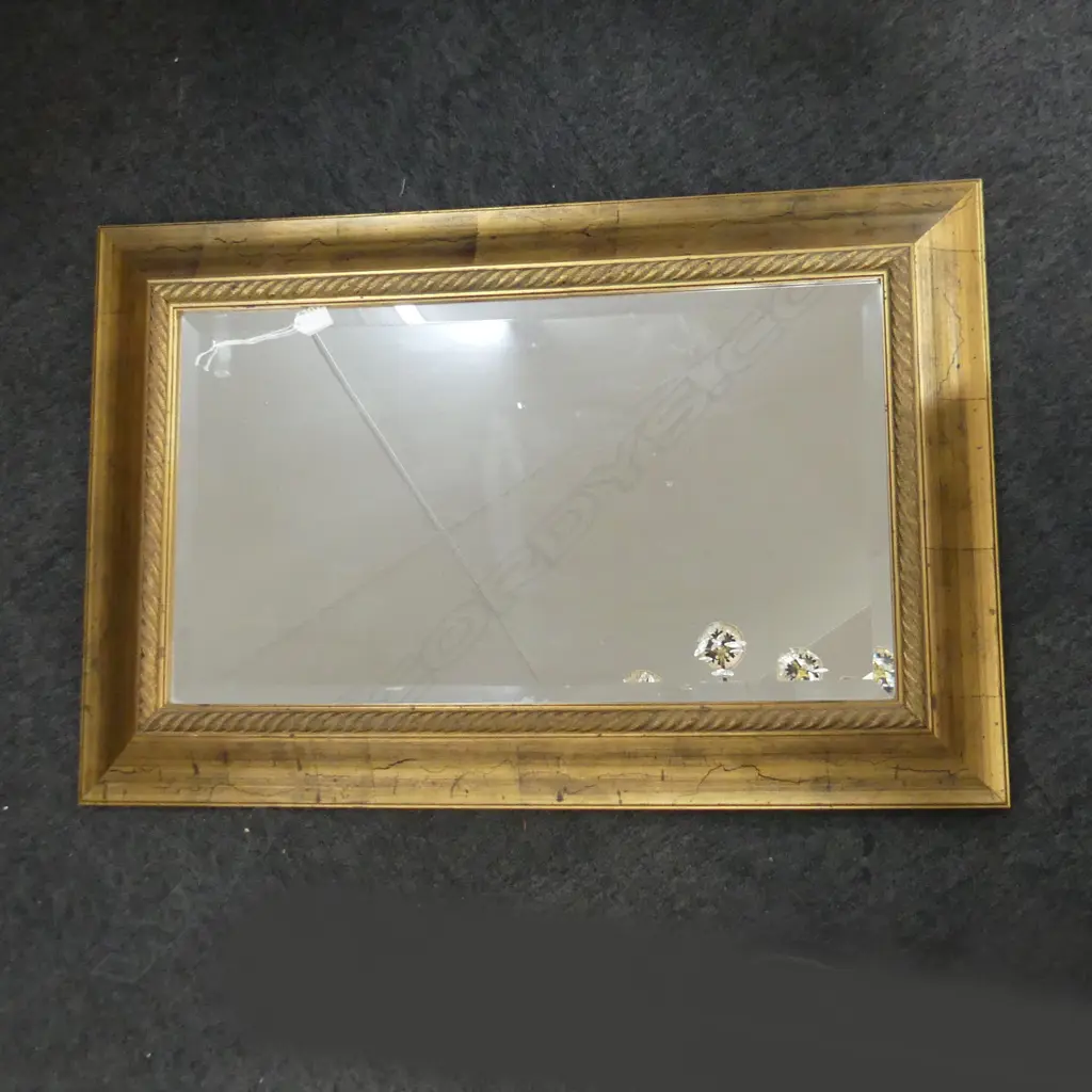 GILT FRAMED BEVELLED WALL MIRROR 590 X 890MM Image 1++