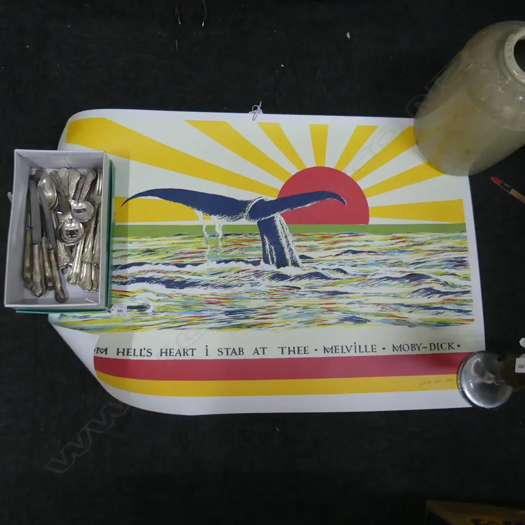STANLEY PALMER SIGNED PRINT ' MOBY DICK FROM HELL'S HEART STAB AT THEE' 900 X 640MM Image 1++