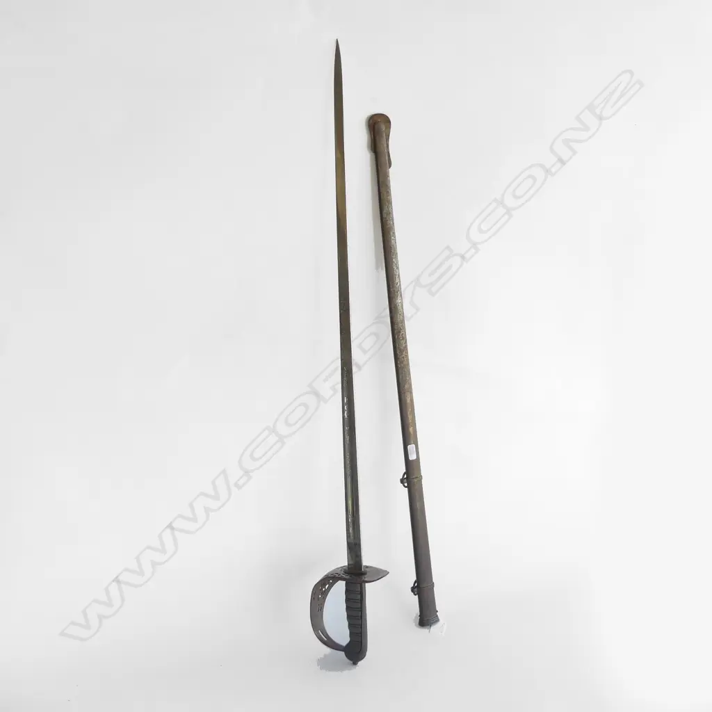EDWARD VII DRESS SWORD IN SCABBARD the etched blade is clean of rust Image 1++