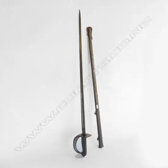 EDWARD VII DRESS SWORD IN SCABBARD the etched blade is clean of rust