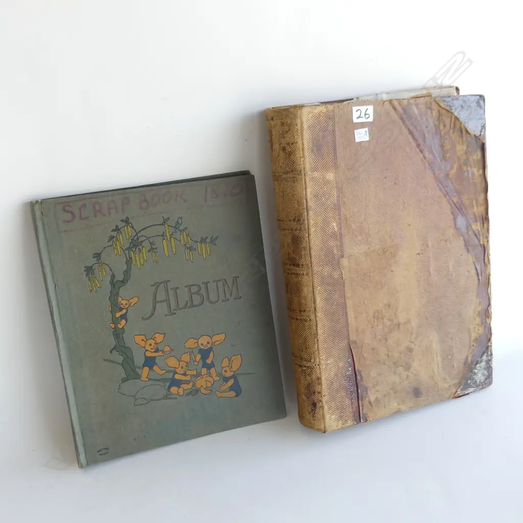 2 SCRAP ALBUMS: 1X 200pg FAMILY  390 x 280mm LATE 1800'S to 1930's over 100 pgs NZ etc.... Image 1++
