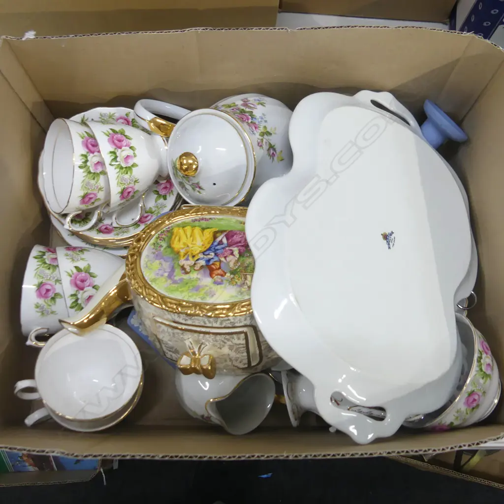 BOX LOT ASST. CHINA; COLCLOUGH TEA SET ETC Image 1++
