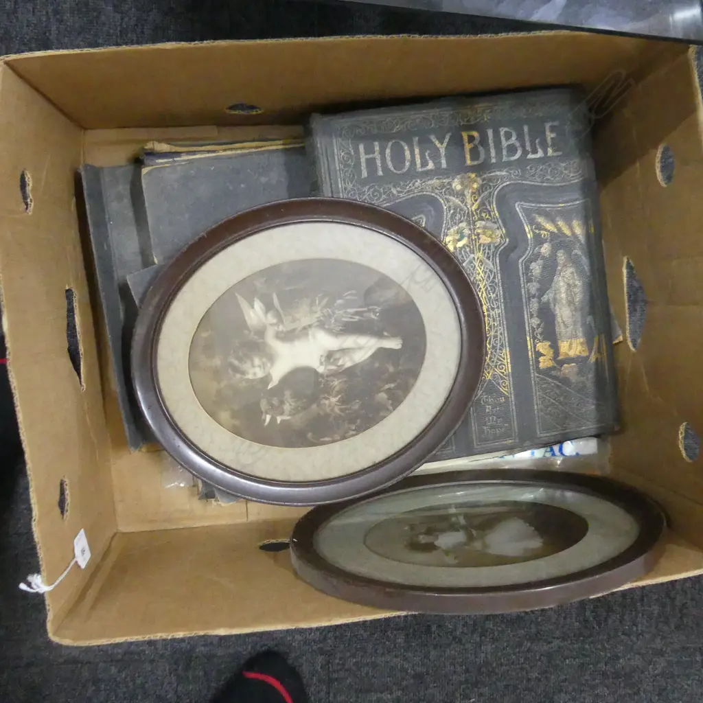BOX LOT BIBLE PRINTS CHARTS & 2 FRAMED CUPID  PICS Image 1++