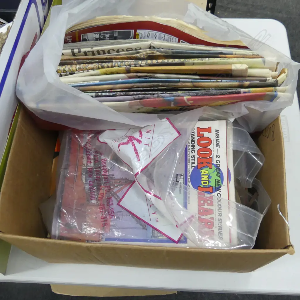 BOX LOT MAGS PAPERS ETC Image 1++