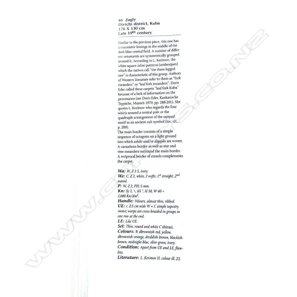 A Zagly, (Divichy district) Kuba rug 176 x 130cm. Image 1++