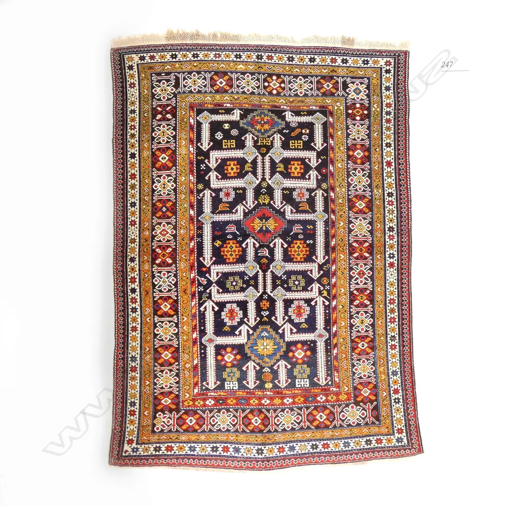 A Zagly, (Leaf-Fork) Kuba rug. Circa 1890. 183 x 129cm. Image 1++