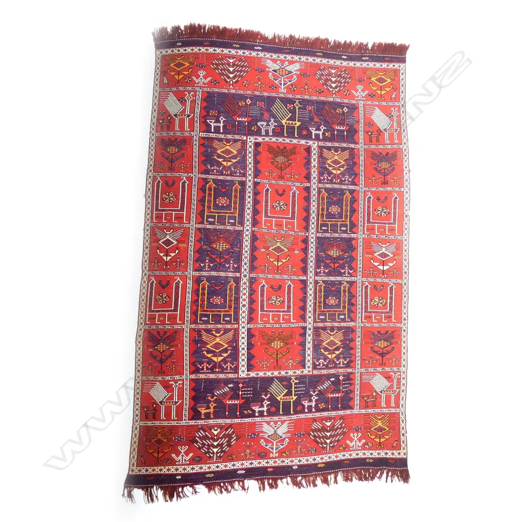 A Khizi Zili flatweave, Baku, Shirvan rug 195 x 128cm. Image 1++