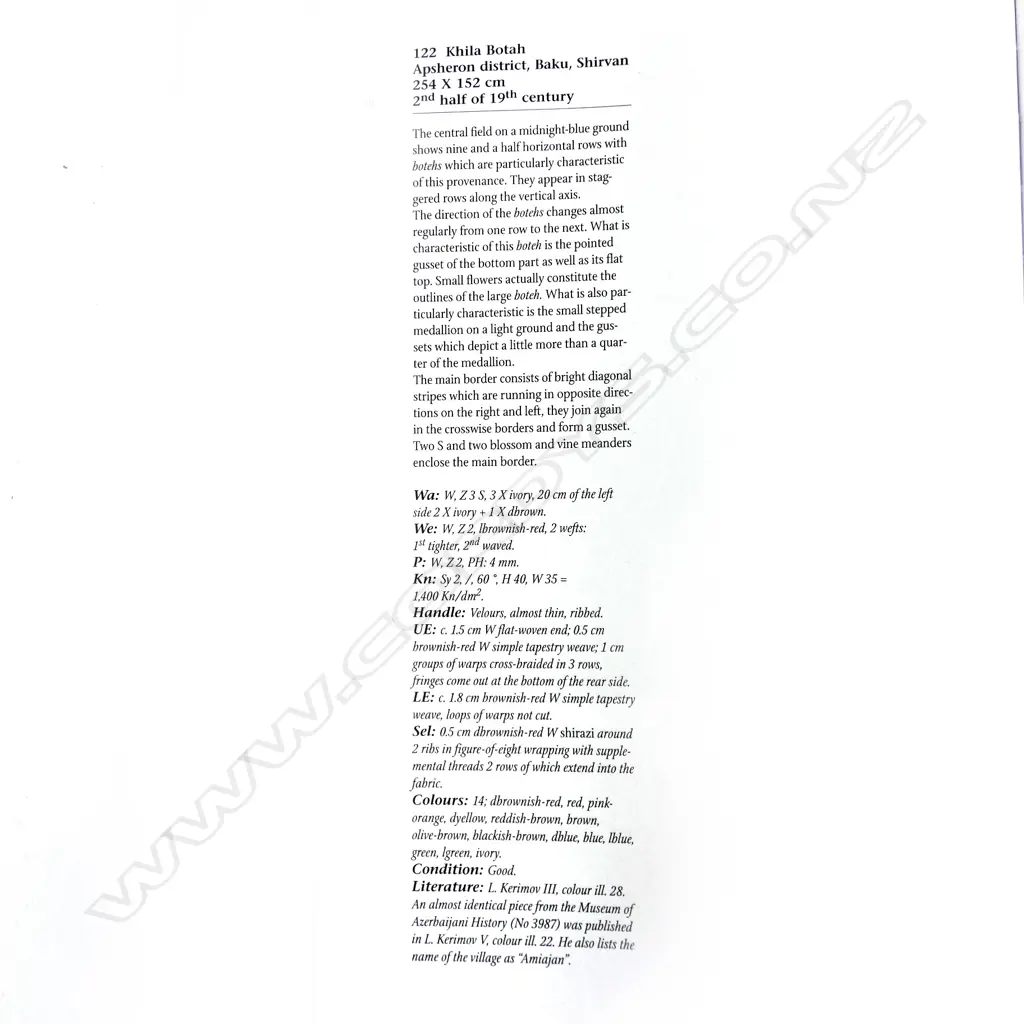 A Khila Boteh, Baku region, Shirvan rug. Second half 19thC. 254 x 152cm. Image 1++