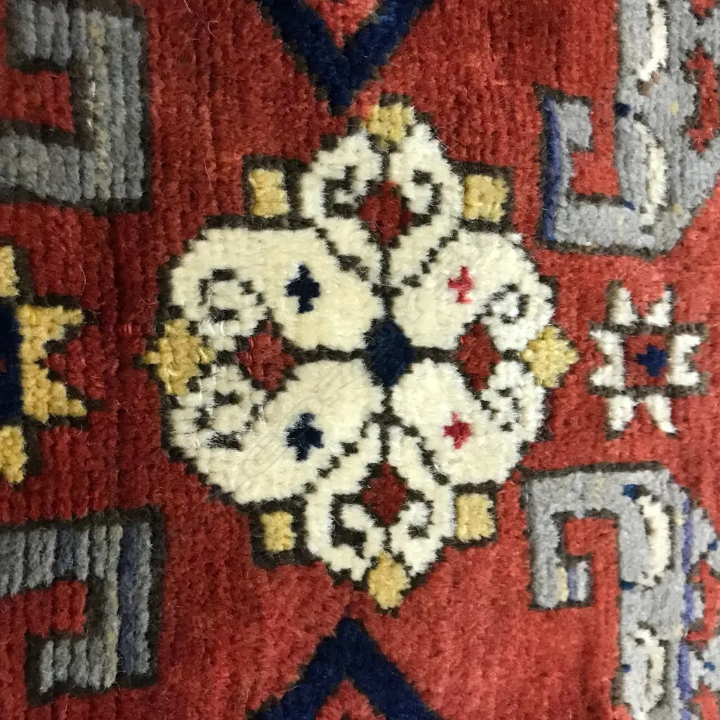 A Swastika Kazak rug. Late 19thC. 247 x 167cm. Image 1++