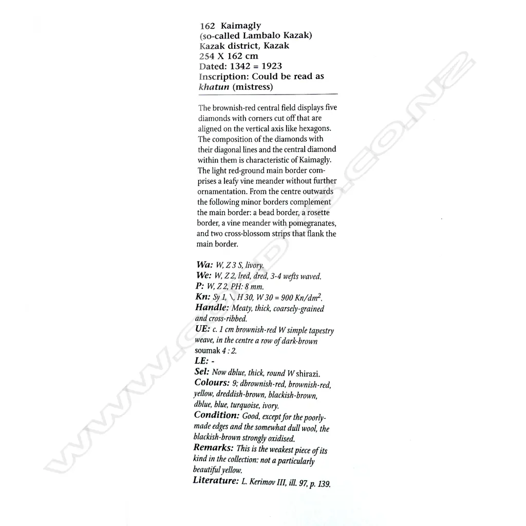 A Kaimagly (Lambalo Kazak), Kazak rug. Dated 1342 = 1923. 254 x 162cm Image 1++