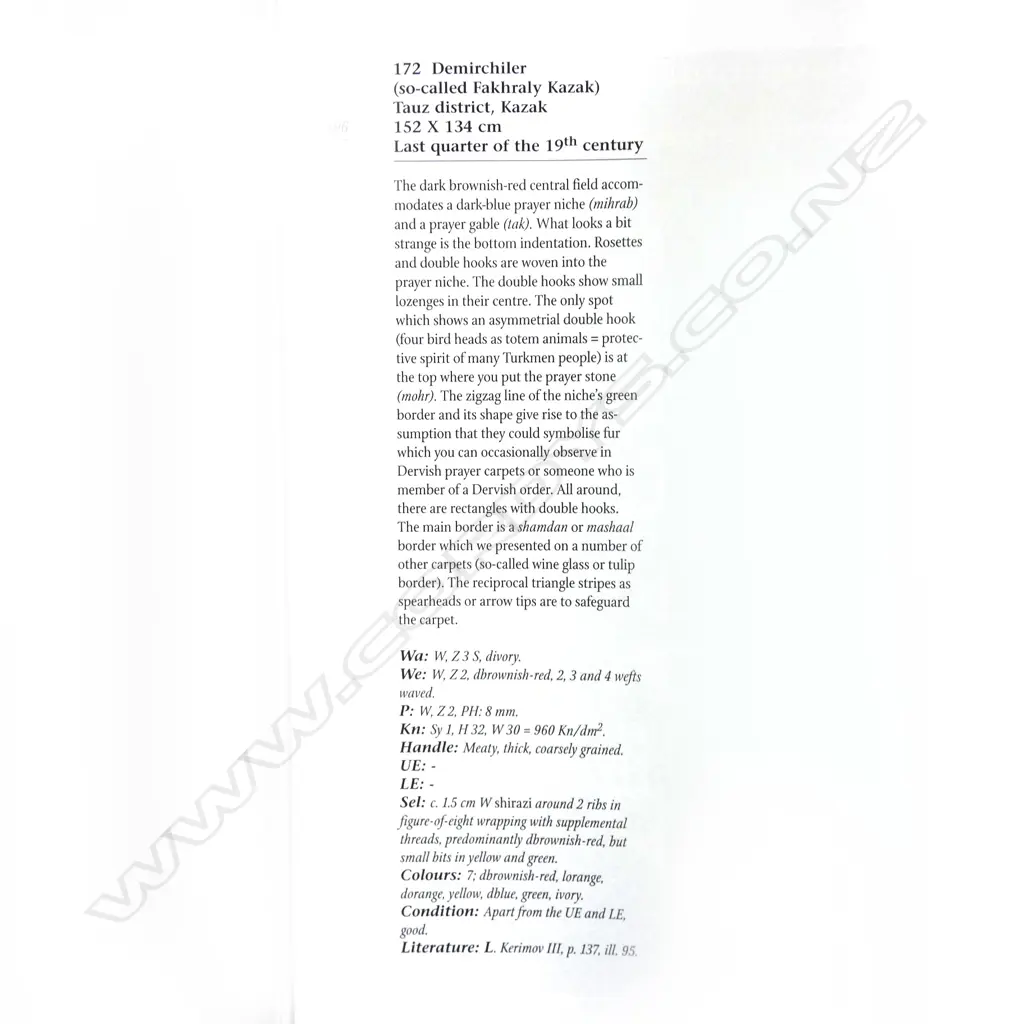 A Demirchiler, Kazak prayer rug. Last quarter 19thC. 245 x 134cm. Image 1++