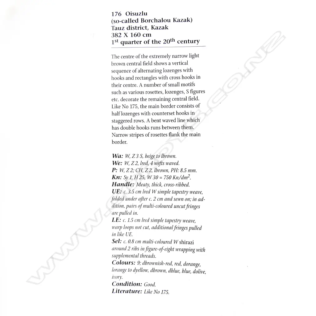 A Oisuzlu (so-called Borchalou Kazak) runner. First quarter 20thC. 382 x 160cm. Image 1++