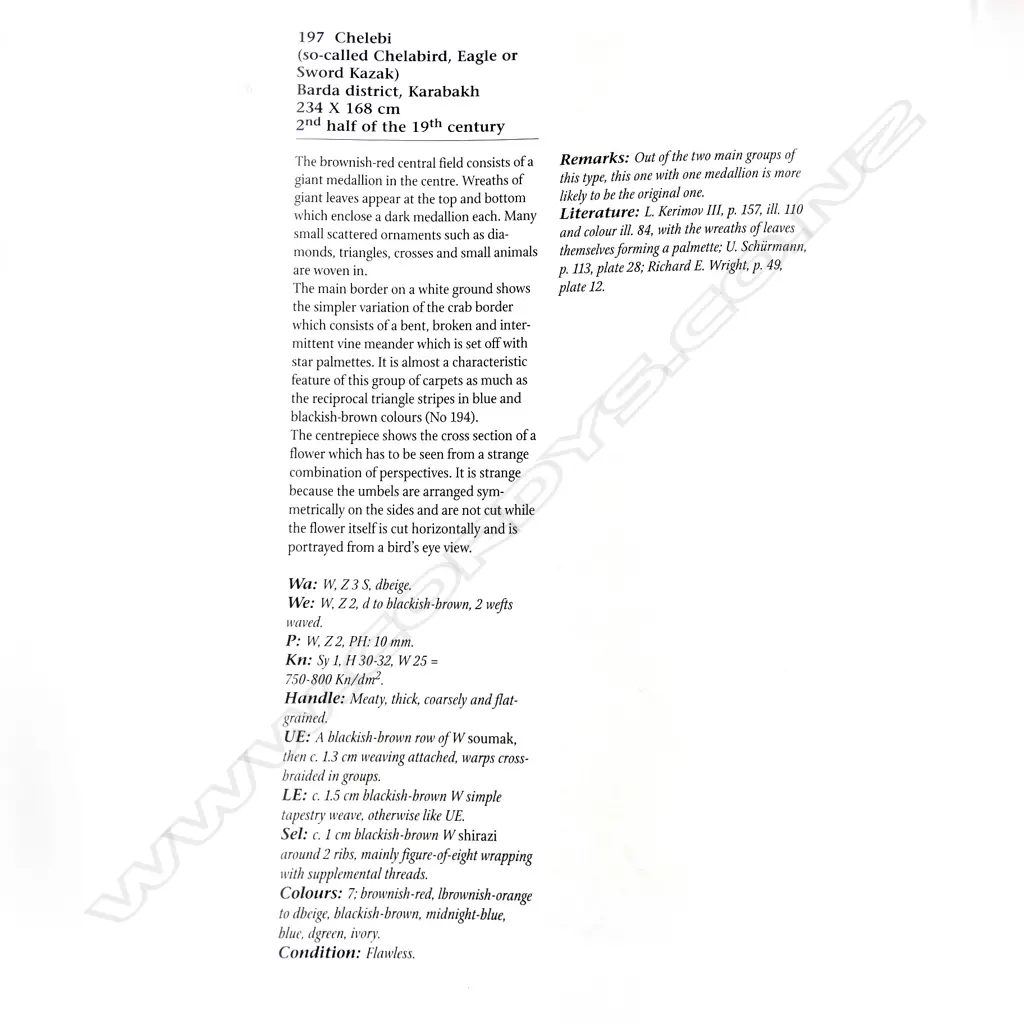 A Chelebi/Chelaberd (Eagle Kazak) Karabakh rug. Second half 19thC. 234 x 168cm Image 1++