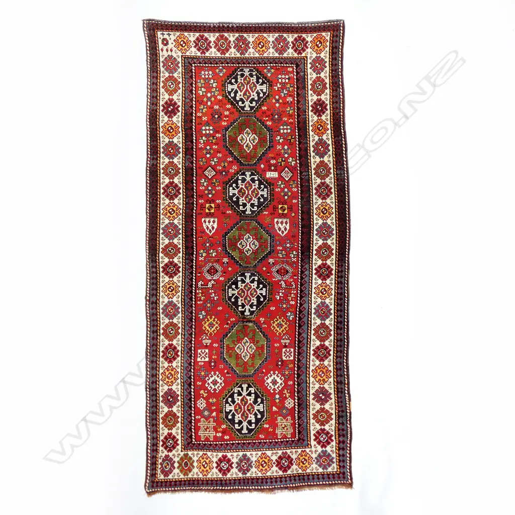 A Mokan, Karabakh runner. Dated 1301 = 1884. 330 x 142cm. Image 1++