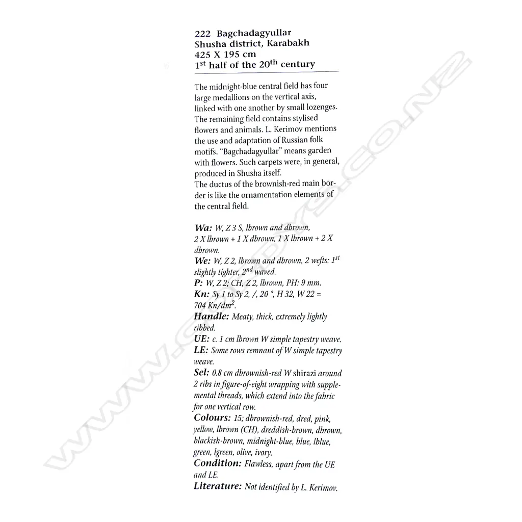 A Bagchadagyullar, Shusha district, Karabakh runner. First half 20thC. 425 x 195cm Image 1++