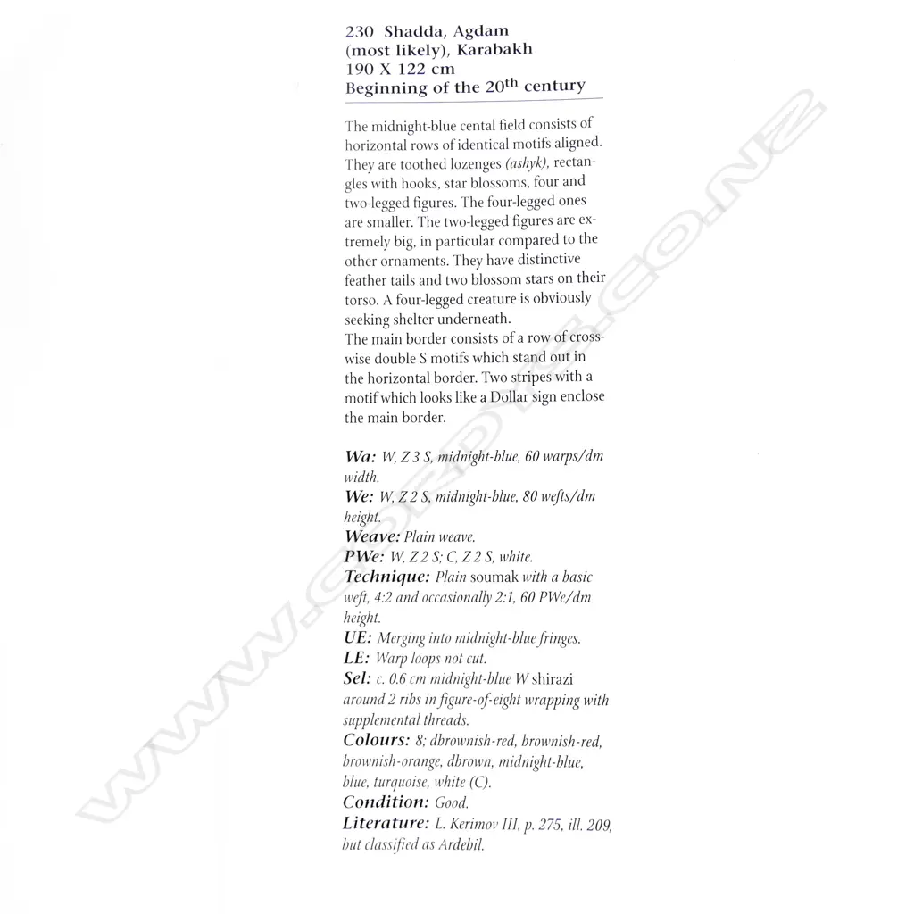 A Shadda flatweave, Karabakh rug. Beginning of the 20thC. 190 x 122cm Image 1++