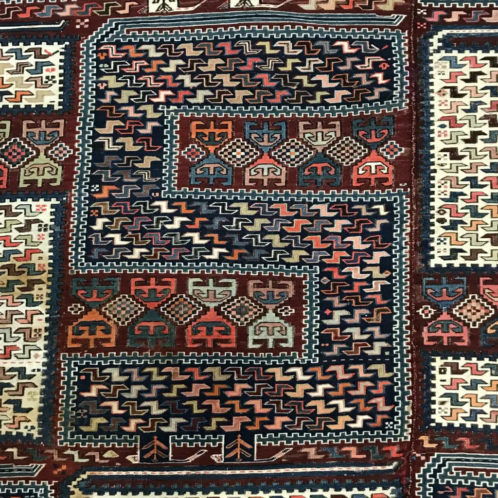 A Verni (so-called Zili), Karabakh flatweave. Late 19thC. 278 x 224cm. Image 1++