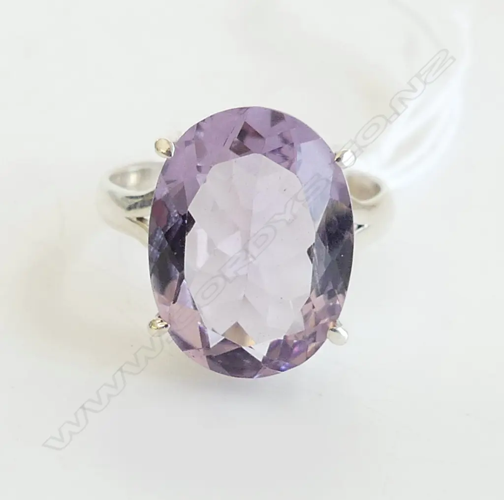 STG & AMETHYST RING  SIZE P 1/2 Image 1++