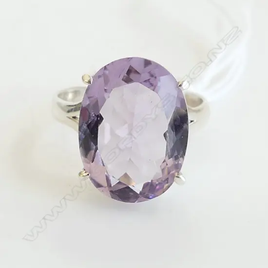 STG & AMETHYST RING  SIZE P 1/2