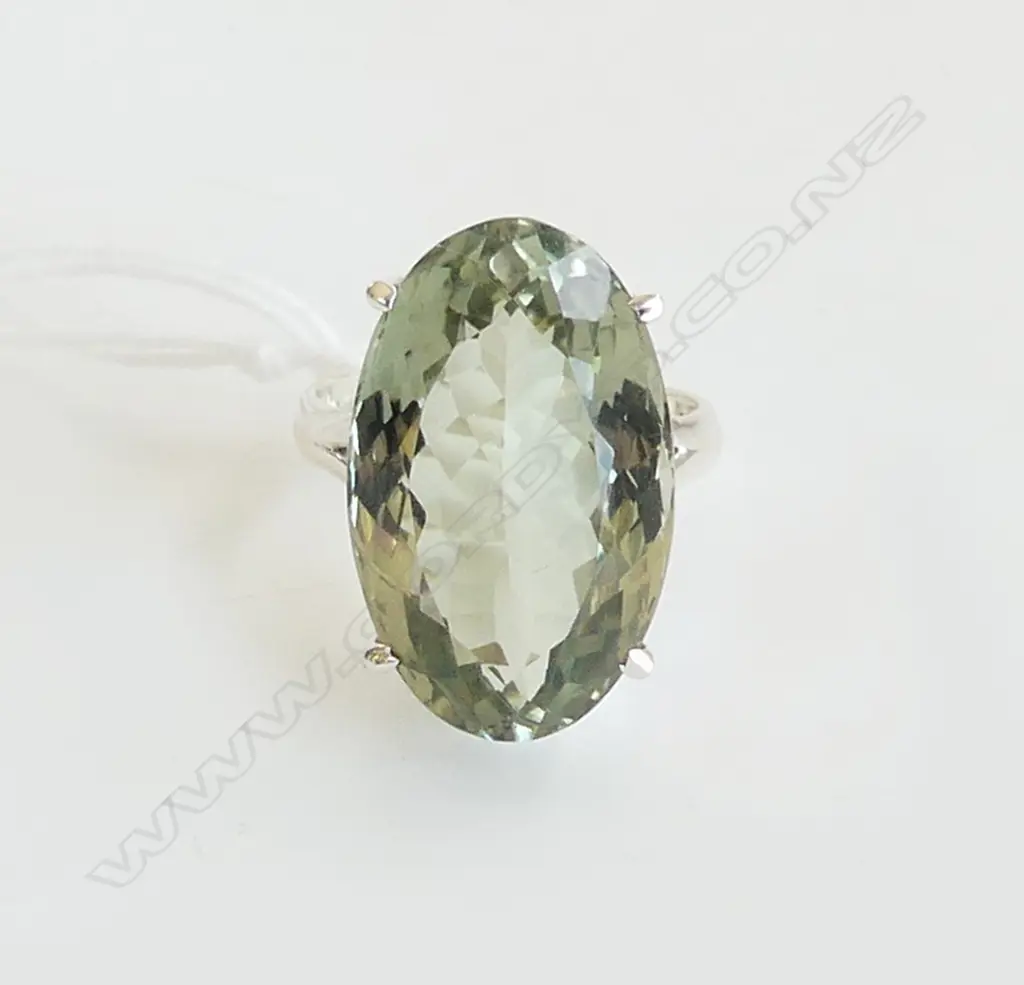 STG & GREEN AMETHYST RING  SIZE P 1/2 Image 1++