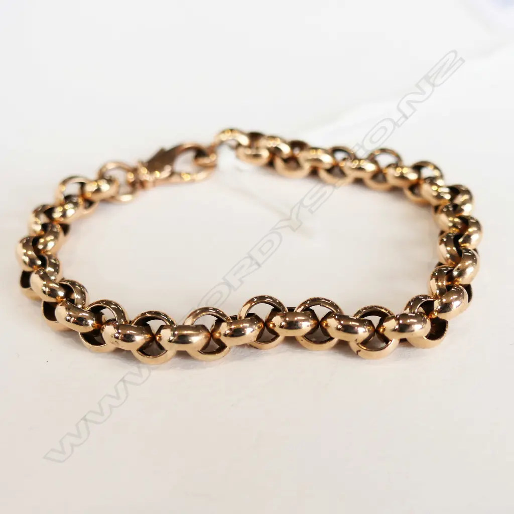 9ct ROSE GOLD BELCHER LINK BRACELET 14.6gms Image 1++