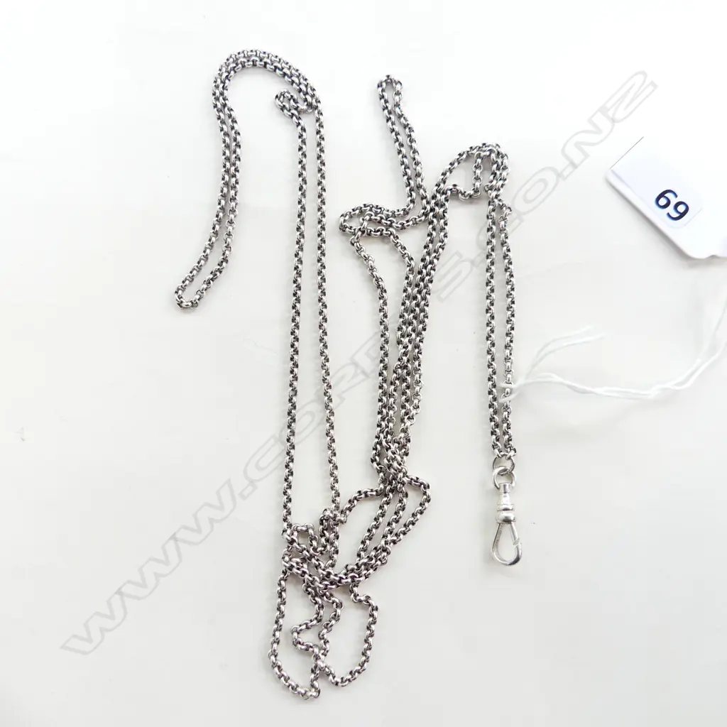 VINTAGE SILVER MUFF CHAIN L.1340mm Image 1++