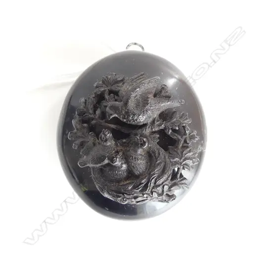VICTORIAN WHITBY JET LOCKET PENDANT 50x45mm no catch