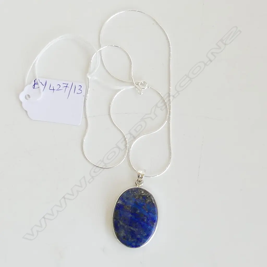 LAPIS PENDANT ON STG CHAIN Image 1++
