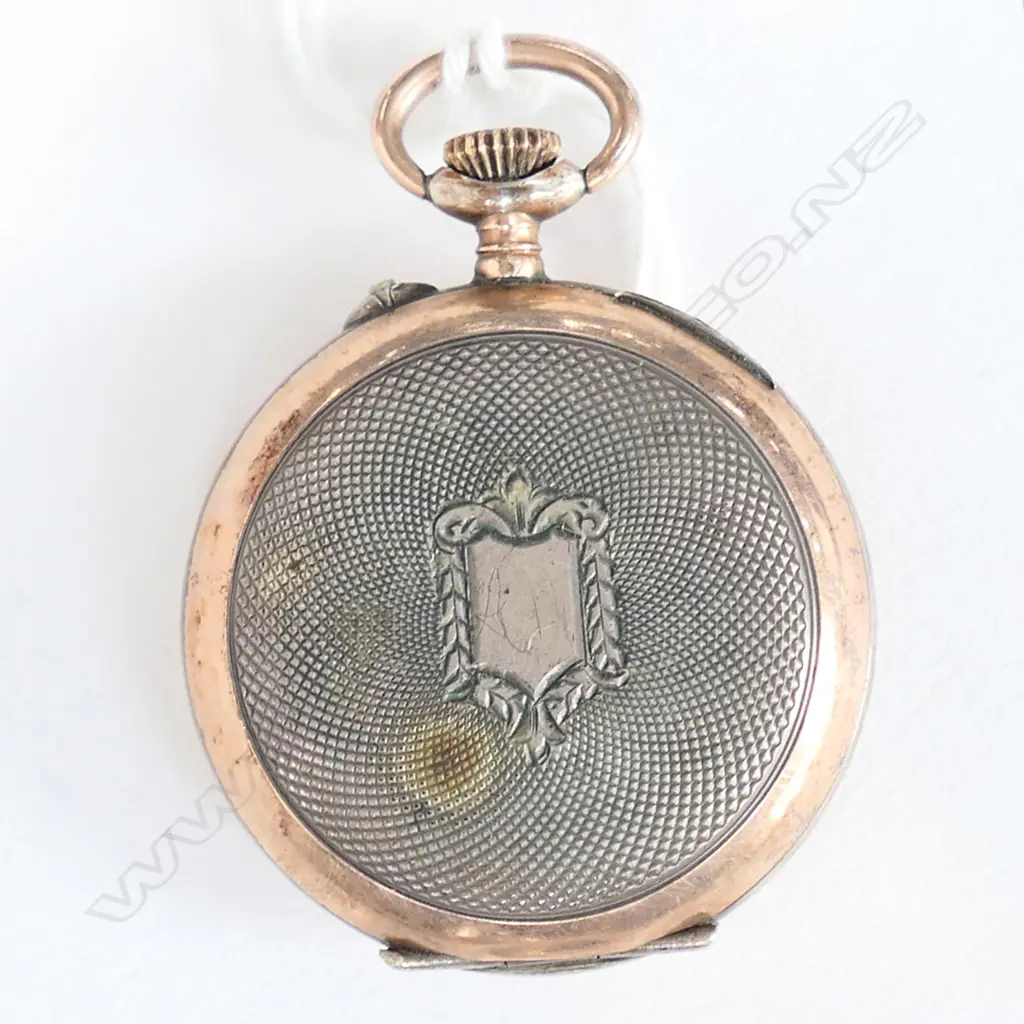 8CT ROSE GOLD LADIES AND SILVER BACKED POCKET WATCH - WORKING 20.9 GM Image 1++