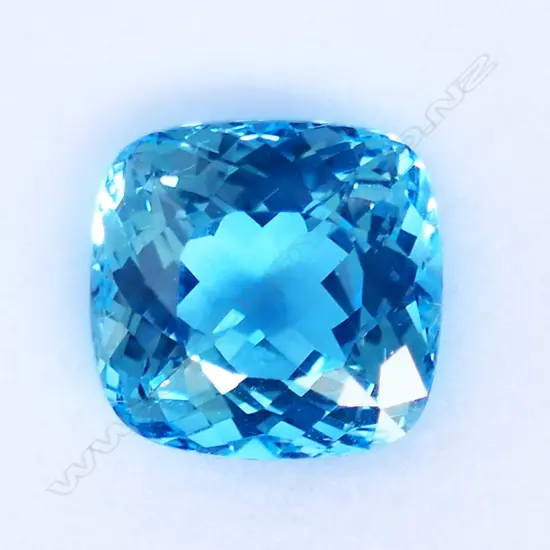 SWISS BLUE NATURAL CUSHION CUT TOPAZ, 17.99cts. AIG REPORT AVAIL