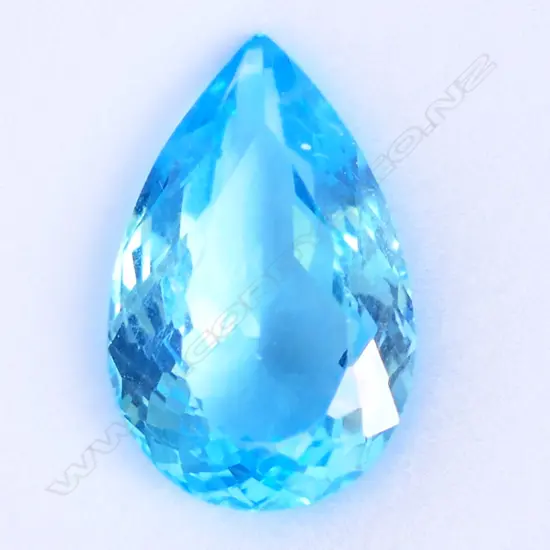 SWISS BLUE PEAR CUT NATURAL TOPAZ, 25.57cts, AIG REPORT AVAIL