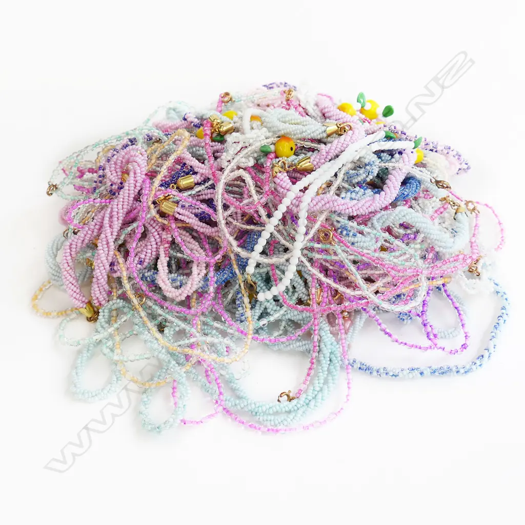 BOX OF VINTAGE CZECH GLASS BEAD NECKLACES; AS NEW, OLD STOCK  Image 1++