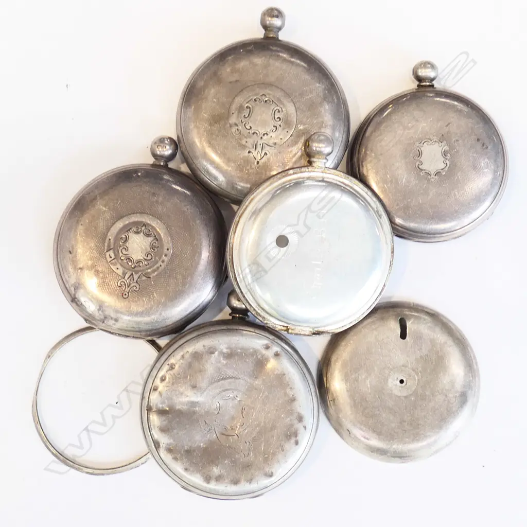 6 STG SILVER POCKET WATCH CASES 232 GM Image 1++
