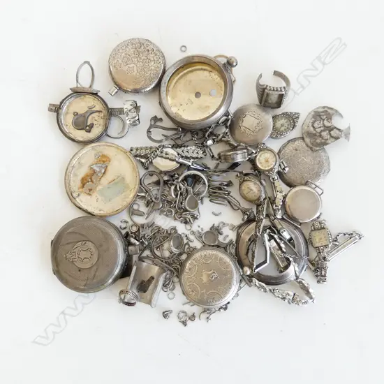 SCRAP SILVER; 800 & 935 POCKET WATCH CASES ETC 158 GM + WRIST WATCHES ETC