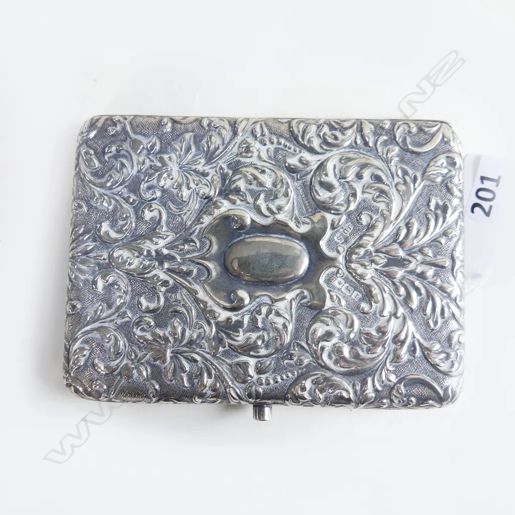 STG SILVER CARD CASE, LEATHER INTERIOR, SHEFFIELD 1909 159 GM Image 1++
