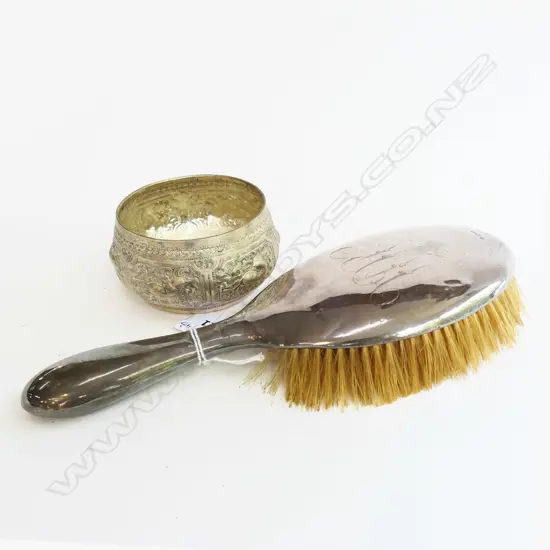 ETHNIC SILVER? BOWL + STG HAIR BRUSH B'HAM 1907