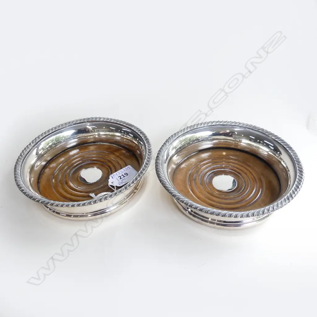 PR SILVER PLATE WINE COASTERS 155mm dia Image 1++