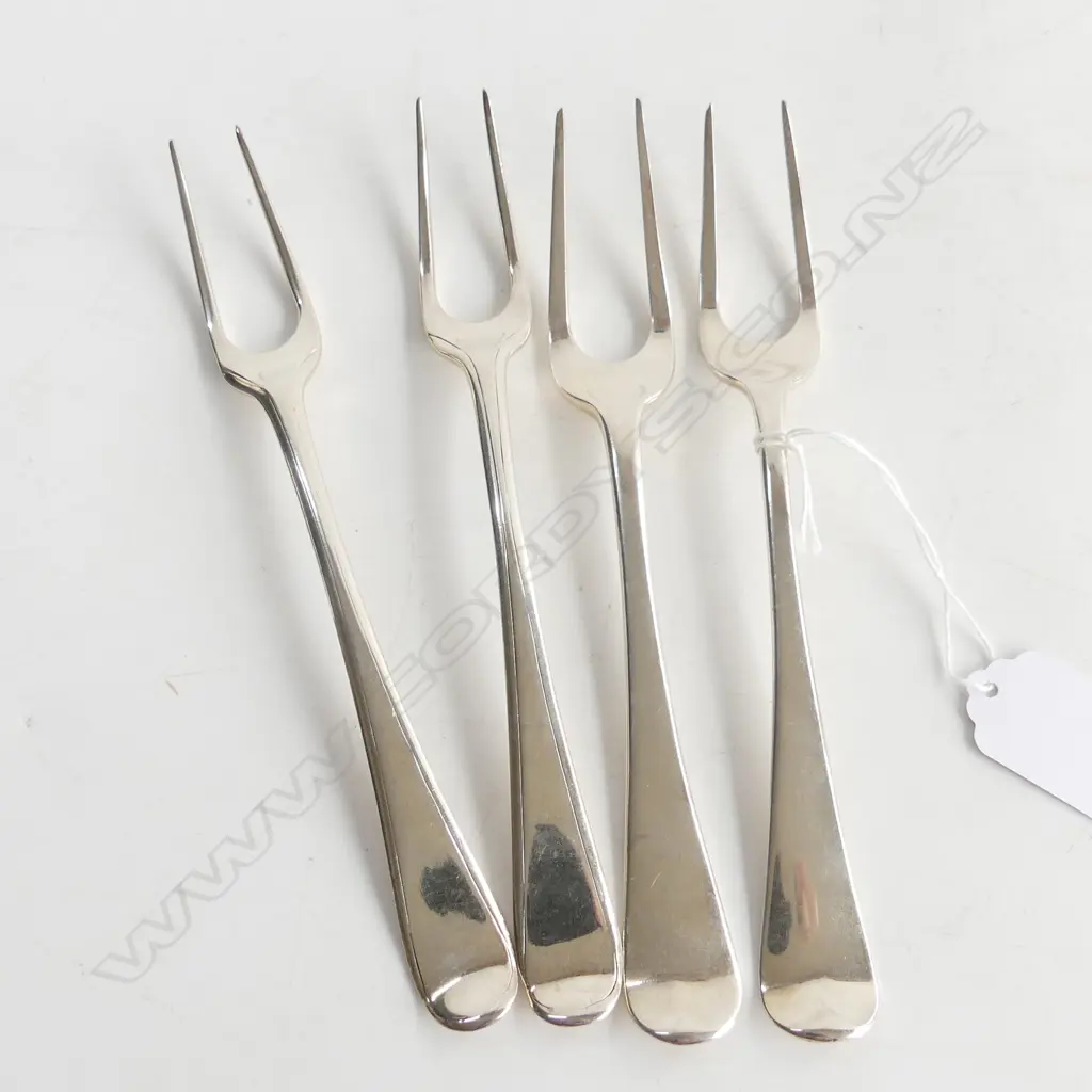 4 STG SILVER 2 TINE FORKS, 2x LONDON 1786, 1809 & 1813 201 GM Image 1++