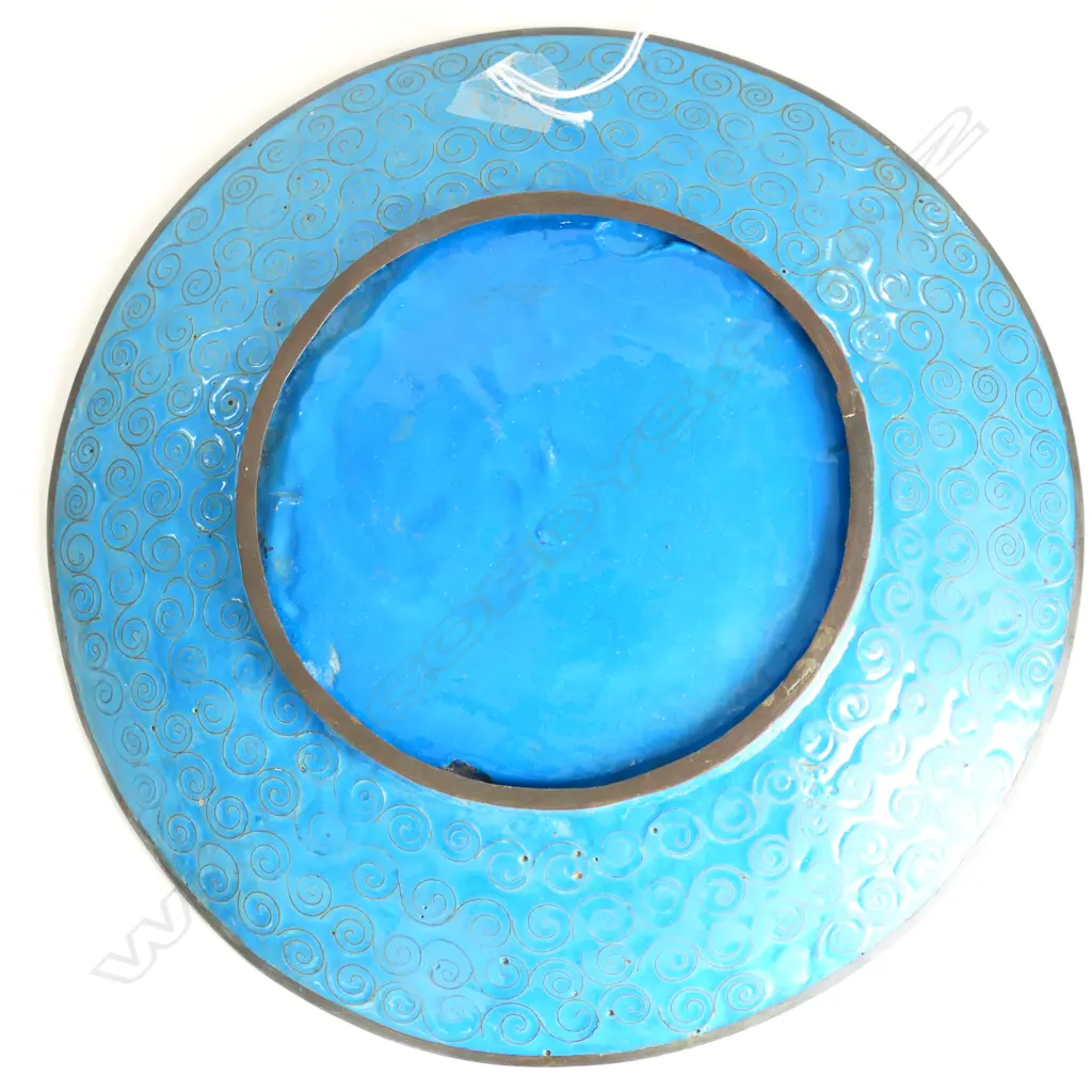 ORIENTAL CLOISONNE DISH W CRANES Image 1++