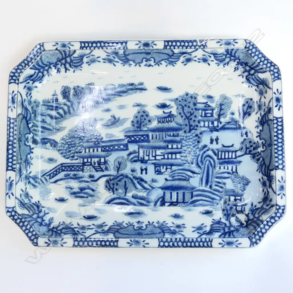 LARGE RECTANGULAR CHINESE B/W PLATTER 415 X 310MM Image 1++