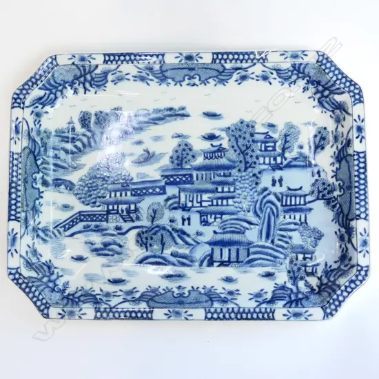 LARGE RECTANGULAR CHINESE B/W PLATTER 415 X 310MM