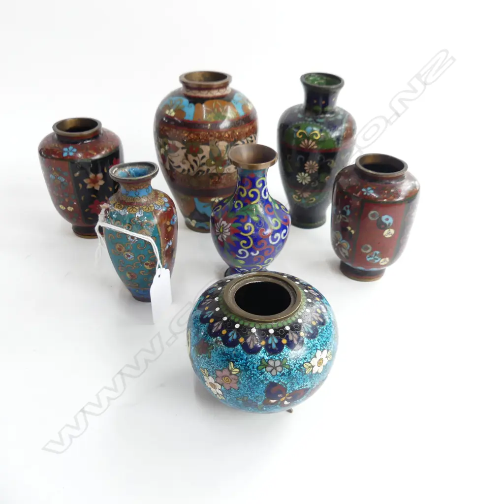7 PCS OLD ORIENTAL CLOISONNE (MAYBE JAPANESE?) Image 1++