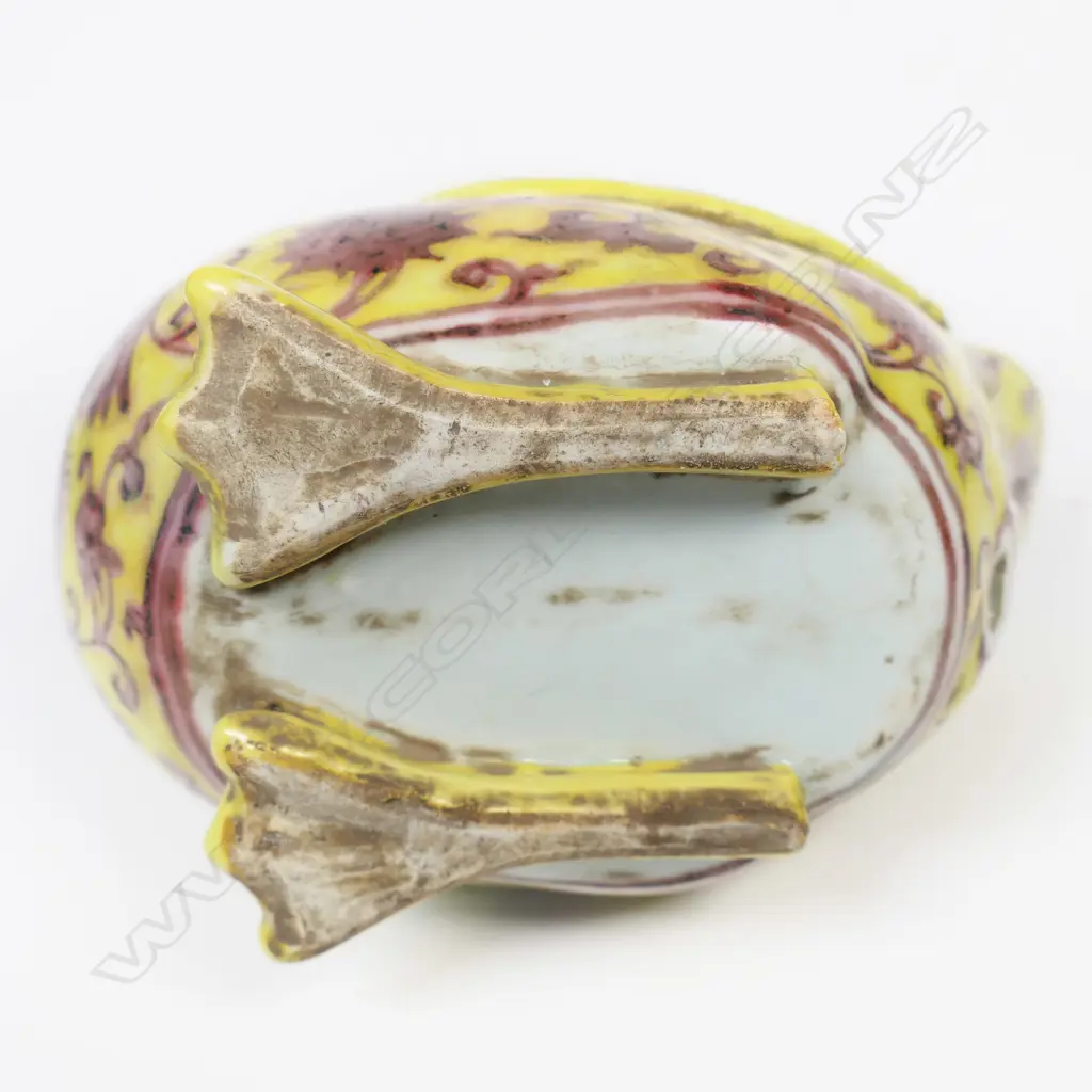 MING DYNASTY STYLE UNDER GLAZE RED YELLOW DUCK CENSOR XUANDE MARK H230MM Image 1++