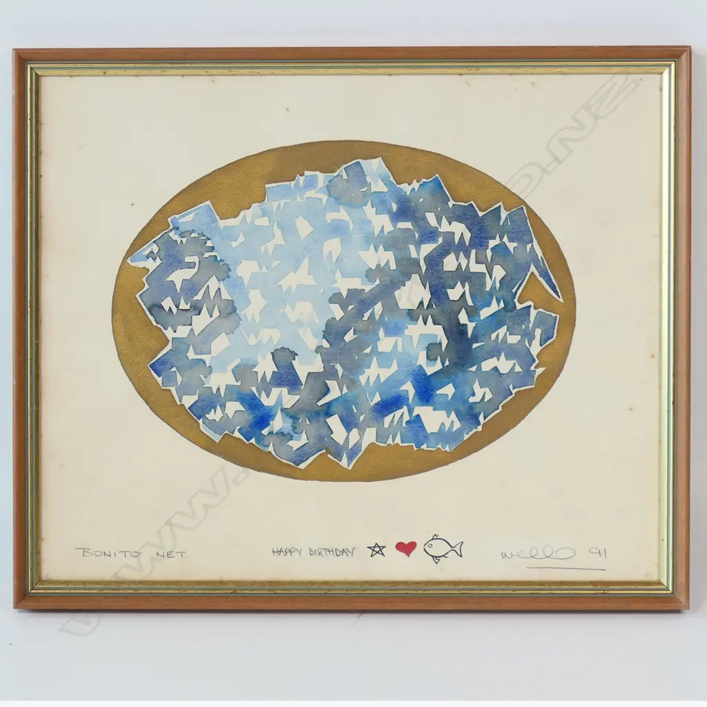MELVIN WEBB , BONITA NET,1991, WATERCOLOUR & GOLD PAINT, SIGNED, 330 x 400mm, foxing Image 1++