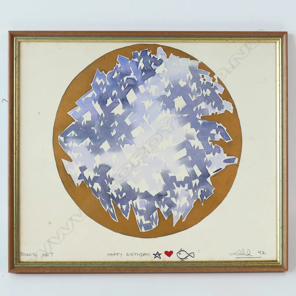 MELVIN WEBB, BONITA NET, SIGNED 1992, WATERCOLOUR & GOLD PAINT, 360 x 430mm, foxing Image 1++