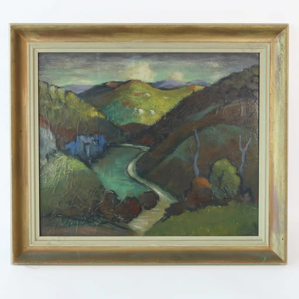 CHARLES ROSE, LAKE SCENE, 1975, OIL ON BOARD, 430 x 510mm Image 1++