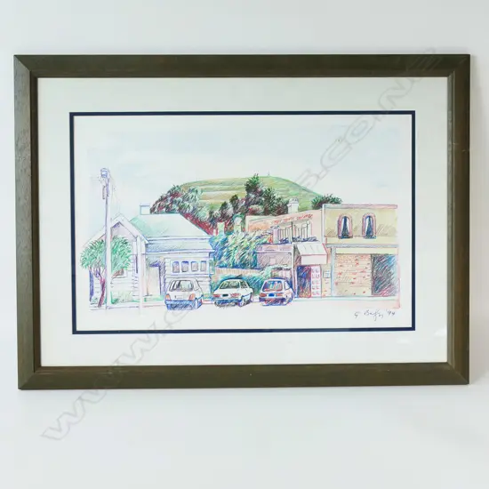 GEORGE BALOGHY, MT EDEN, COLOURED PENCIL,CRAYON 1994, 330 x 510mm
