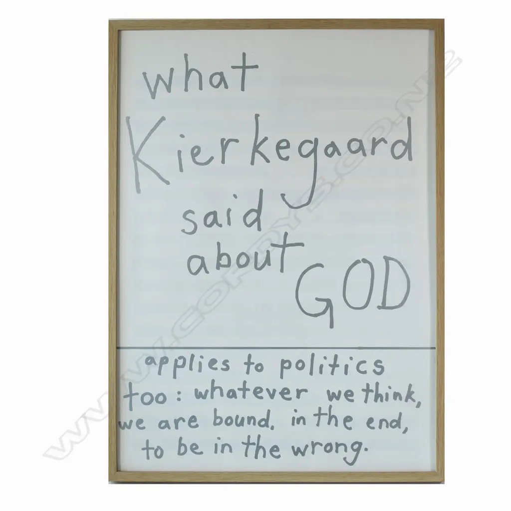 JOHN REYNOLDS, KIERKEGAARD POSTER, 2005, 830 X 570mm Image 1++