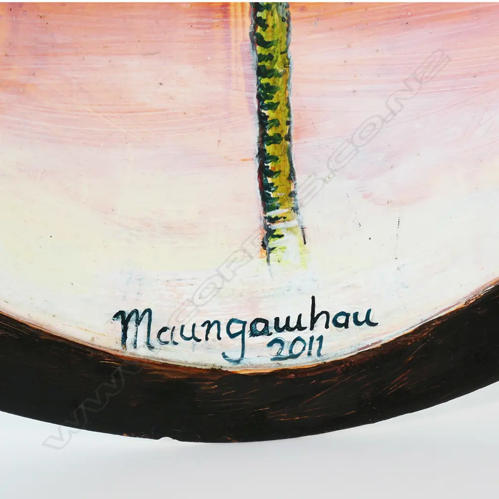 JOHN NICOL, MAUNGAWAHUA, ACRYLIC ON PLYWOOD, SIGNED VERSO, 2011, 600 x 350mm Image 1++